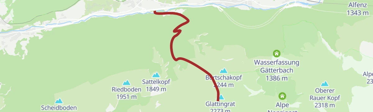Route map: Innerwald - Glattingrat